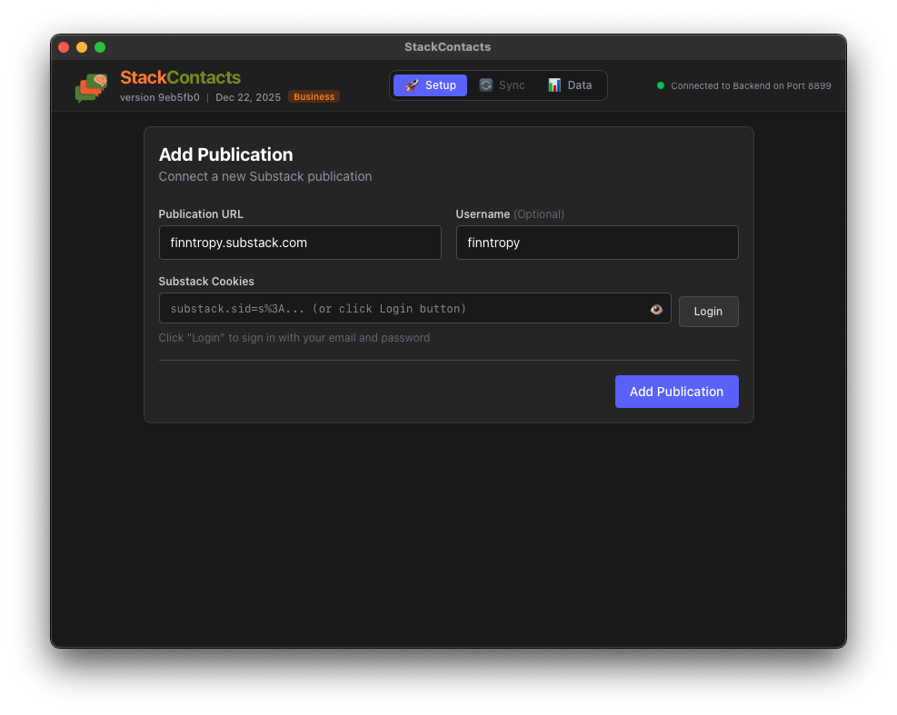 Connect your accounts in StackContacts